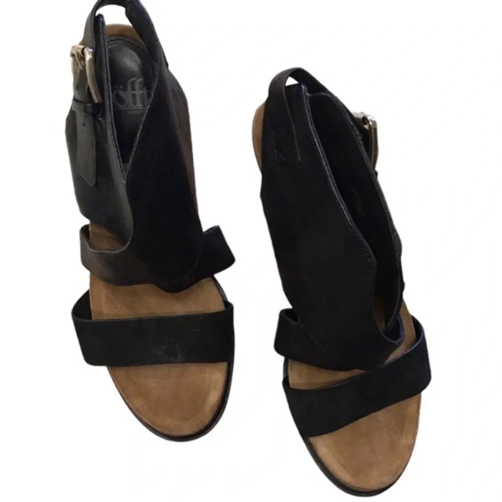 Sofft Black Leather/Lining and Sock Heel Sandal Shoes 8.5